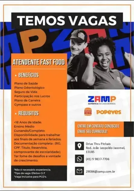 vagas de emprego em pinhais